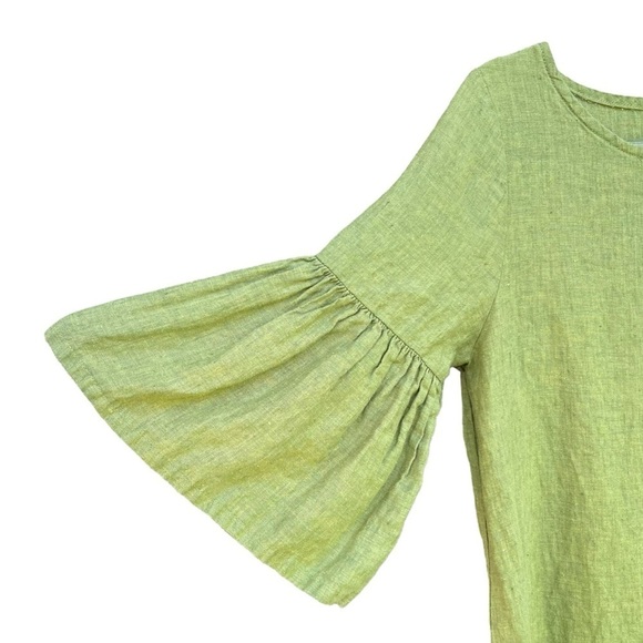 Bryn Walker Seraphina Dress 100% Linen Chartreuse Lagenlook Minimalist XS FLAW - Picture 5 of 15